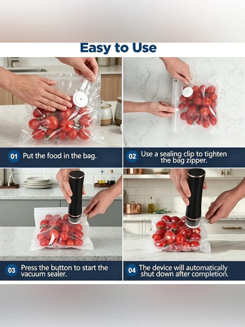 Compact Vacuum Sealer for Food with Visible Tank, Handheld Vacuum